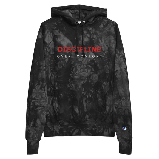 DISCIPLINE over comfort Champion tie-dye hoodie